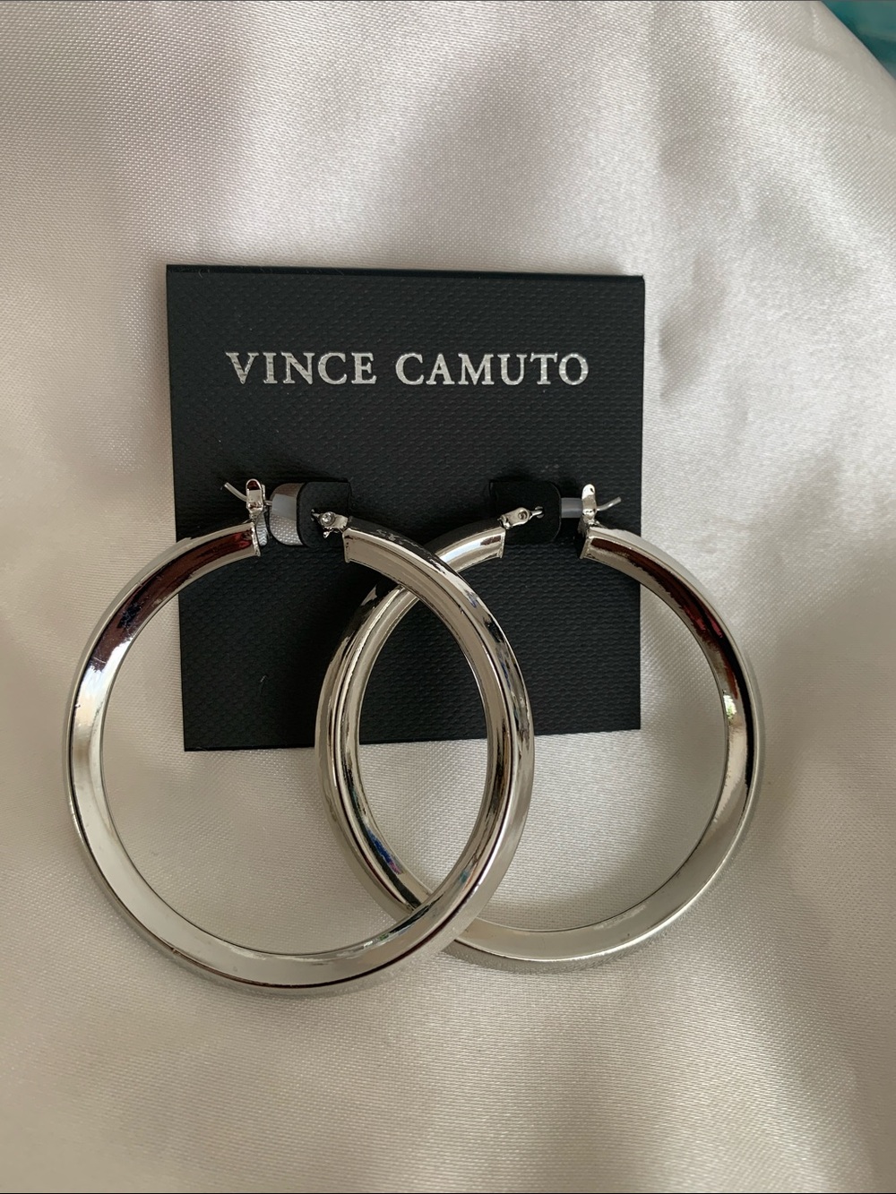 Vince Camuto Polished Silver Large Hoop Earrings